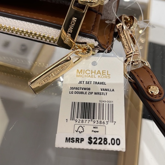 Michael Kors Jet Set Travel Large Double-Zip Wristlet-Wallet-PhoneHolder Vanilla - Picture 4 of 16